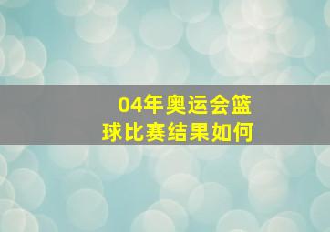 04年奥运会篮球比赛结果如何