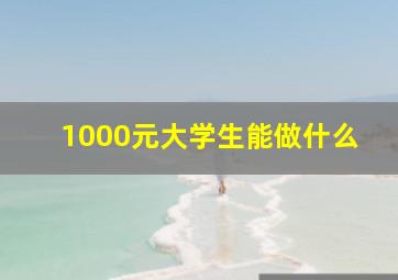 1000元大学生能做什么