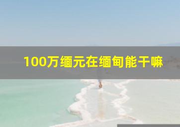 100万缅元在缅甸能干嘛