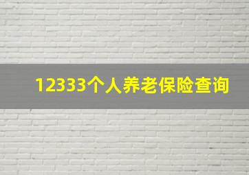 12333个人养老保险查询