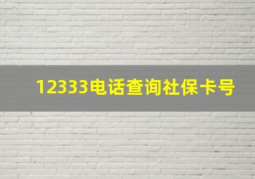 12333电话查询社保卡号