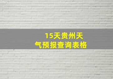 15天贵州天气预报查询表格