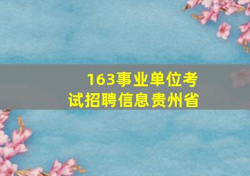 163事业单位考试招聘信息贵州省