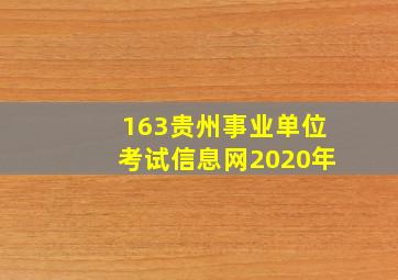 163贵州事业单位考试信息网2020年