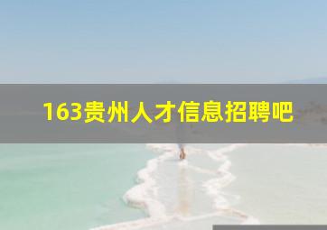 163贵州人才信息招聘吧