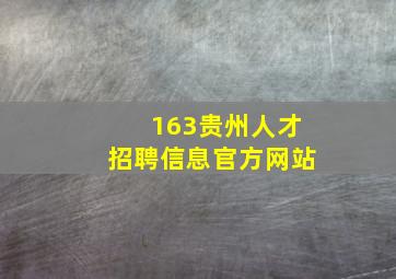 163贵州人才招聘信息官方网站