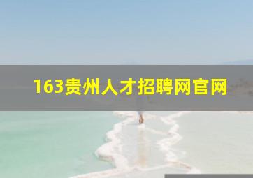 163贵州人才招聘网官网