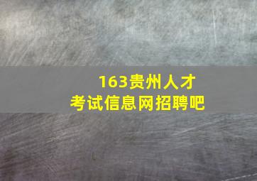 163贵州人才考试信息网招聘吧