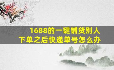 1688的一键铺货别人下单之后快递单号怎么办