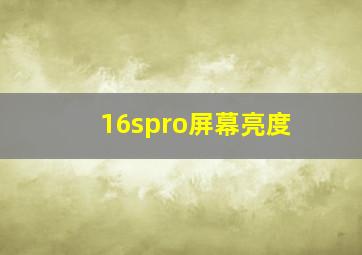 16spro屏幕亮度