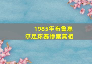 1985年布鲁塞尔足球赛惨案真相