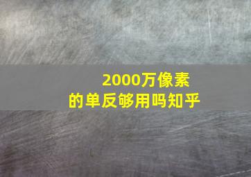 2000万像素的单反够用吗知乎