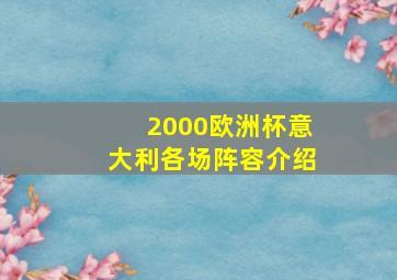 2000欧洲杯意大利各场阵容介绍