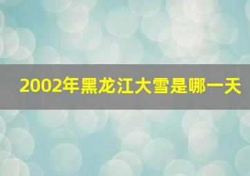 2002年黑龙江大雪是哪一天