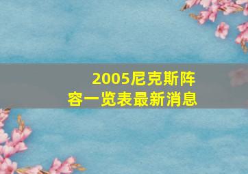 2005尼克斯阵容一览表最新消息