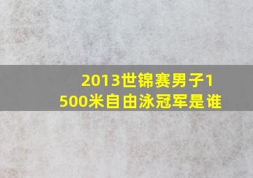 2013世锦赛男子1500米自由泳冠军是谁