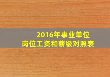 2016年事业单位岗位工资和薪级对照表