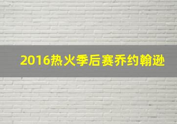 2016热火季后赛乔约翰逊