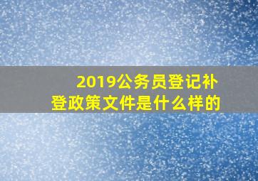 2019公务员登记补登政策文件是什么样的