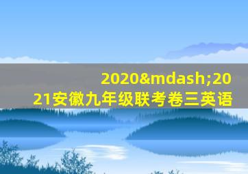 2020—2021安徽九年级联考卷三英语