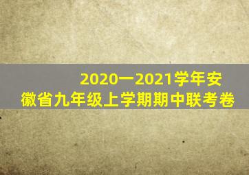 2020一2021学年安徽省九年级上学期期中联考卷