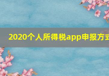 2020个人所得税app申报方式