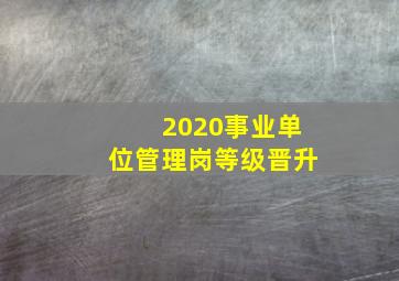 2020事业单位管理岗等级晋升