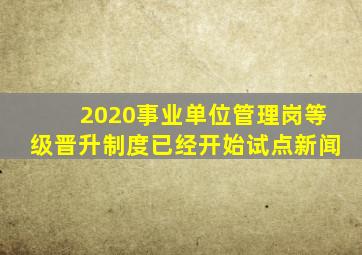 2020事业单位管理岗等级晋升制度已经开始试点新闻