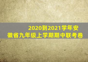 2020到2021学年安徽省九年级上学期期中联考卷