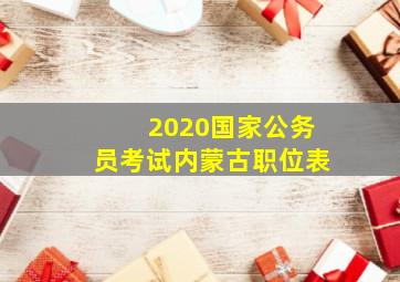 2020国家公务员考试内蒙古职位表