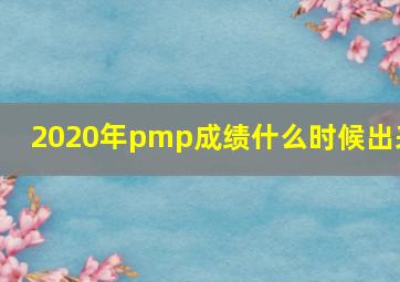 2020年pmp成绩什么时候出来