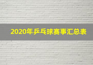 2020年乒乓球赛事汇总表