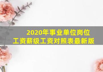 2020年事业单位岗位工资薪级工资对照表最新版