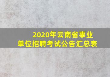 2020年云南省事业单位招聘考试公告汇总表