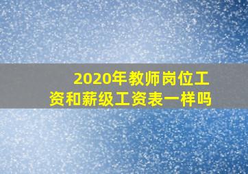 2020年教师岗位工资和薪级工资表一样吗