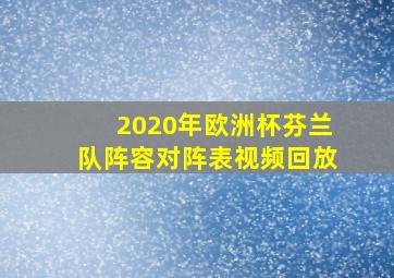 2020年欧洲杯芬兰队阵容对阵表视频回放