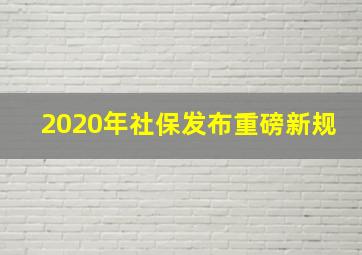 2020年社保发布重磅新规