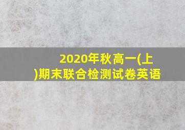 2020年秋高一(上)期末联合检测试卷英语