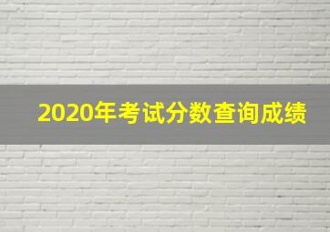 2020年考试分数查询成绩