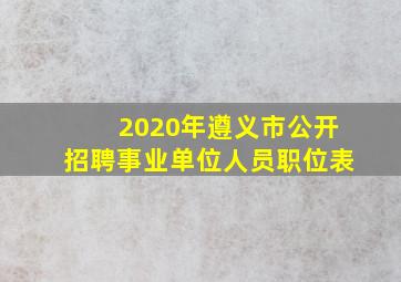 2020年遵义市公开招聘事业单位人员职位表