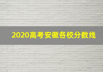 2020高考安徽各校分数线