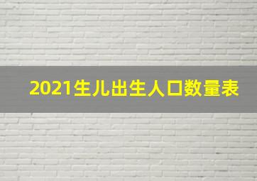 2021生儿出生人口数量表