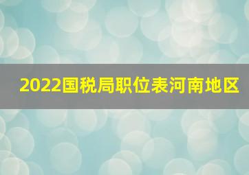 2022国税局职位表河南地区