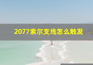 2077索尔支线怎么触发