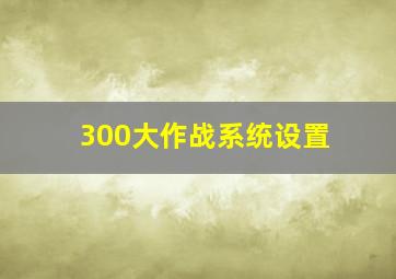 300大作战系统设置