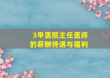 3甲医院主任医师的薪酬待遇与福利