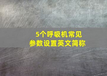 5个呼吸机常见参数设置英文简称