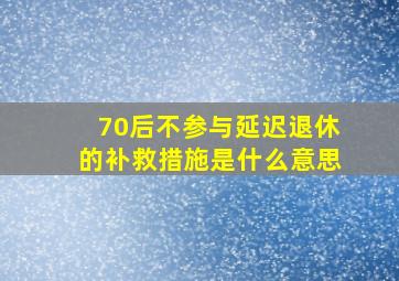 70后不参与延迟退休的补救措施是什么意思