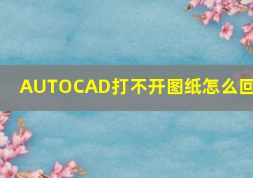 AUTOCAD打不开图纸怎么回事