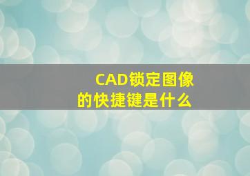 CAD锁定图像的快捷键是什么